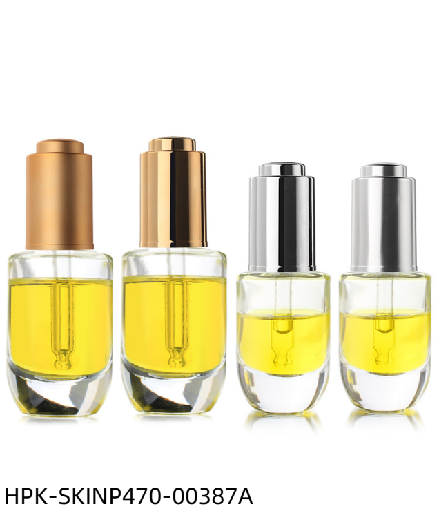 Thick Base U-shaped Glass Bottle with Metalized Push-button Pipette Cap